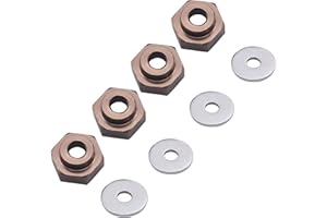 SHARE GOO 4Pack ShareGoo 12mm to 17mm Metal Wheel Hex Adapter Drive Hub Compatible with Tamiya Axial Traxxas HPI Himoto HSP Losi Kyosho RC 1/10 On-Road Car Buggy Truck Tires (Titanium)