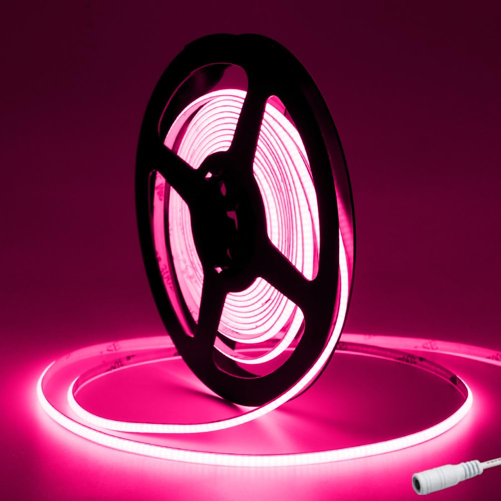 Tayire DC12V COB LED Strip Pink, 5 m 480LED/m Neon LED Strip Light, 2.7 mm LED Strip COB LED Strips for Car Room Decoration FPV (Single LED Strip) — image 1