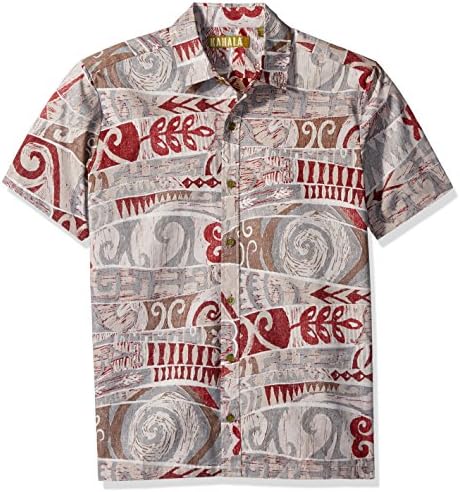 Kahala Men's Pacific Beat Standard Fit Hawaiian Shirt, Coconut, MED