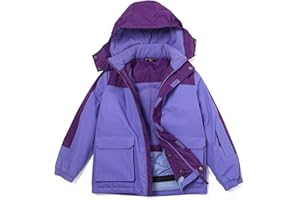 YINGJIELIDE Girl's Waterproof Ski Jacket,Kids Outdoor Snowboarding windproof Jacket,Fleece Lined Hooded,Warm Winter Snow Coat