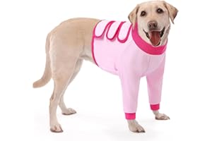 KOESON Dog Recovery Sleeve for Front Legs, Soft Pet Recovery Suit After Surgery, Adjustable Dog Leg Elbow Protector, Pet Wound Care Shirt to Stop Licking, E-Collar Cone Alternative, Pink L