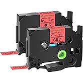 GREENCYCLE 2-Pack Compatible for Ptouch TZe-431 TZ-431 AZE-431 1/2 inch 12mm 0.47'' Laminated Red Label Tapes Black on Red AZe TZ Tape for PT-D210 PT-D600 PT-H100 Label Maker Tape