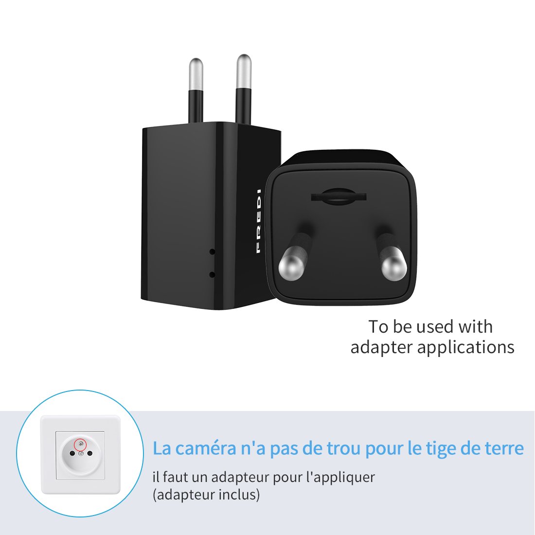 FREDI 1080P Mini Caméra Espion WiFi Caméscope Caché IP sans Fil Sécurité Caméra de Surveillance Chargeur USB Portable Détection de Mouvement (Jusqu\'à 128 Go)