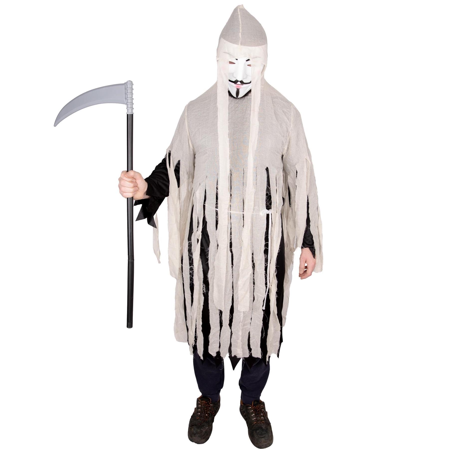 Adult Haunted Grim Reaper Halloween Costume Zombie Robe Cosplay Fancy Dress Party Outfit for Stag Carnival Parties