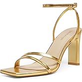 Modatope Womens Sandals Square Open Toe Chunky High Heels Strappy Ankle Strap Sandals Comfort Dress Party Shoes