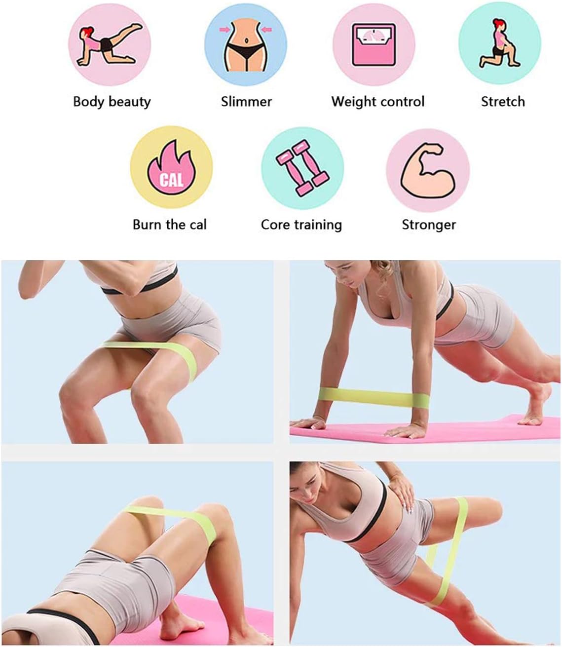 VIMILOLO Resistance Loop Exercise Bands with Instruction Guide, Home Fitness, Natural Latex Workout Bands for Legs and Butt Yoga and More 5 Set : Sports & Outdoors