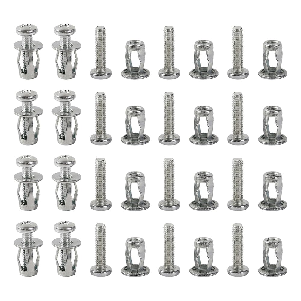 HugeDE 20 Pcs Hollow Metal Cavity Fixing Hollow Door Anchors Extra Short Hollow Wall Anchors Plasterboard Screw Plugs Drywall Anchor Kit with Screws for Drywall Curtain Gypsum Hardware M4 x 20mm