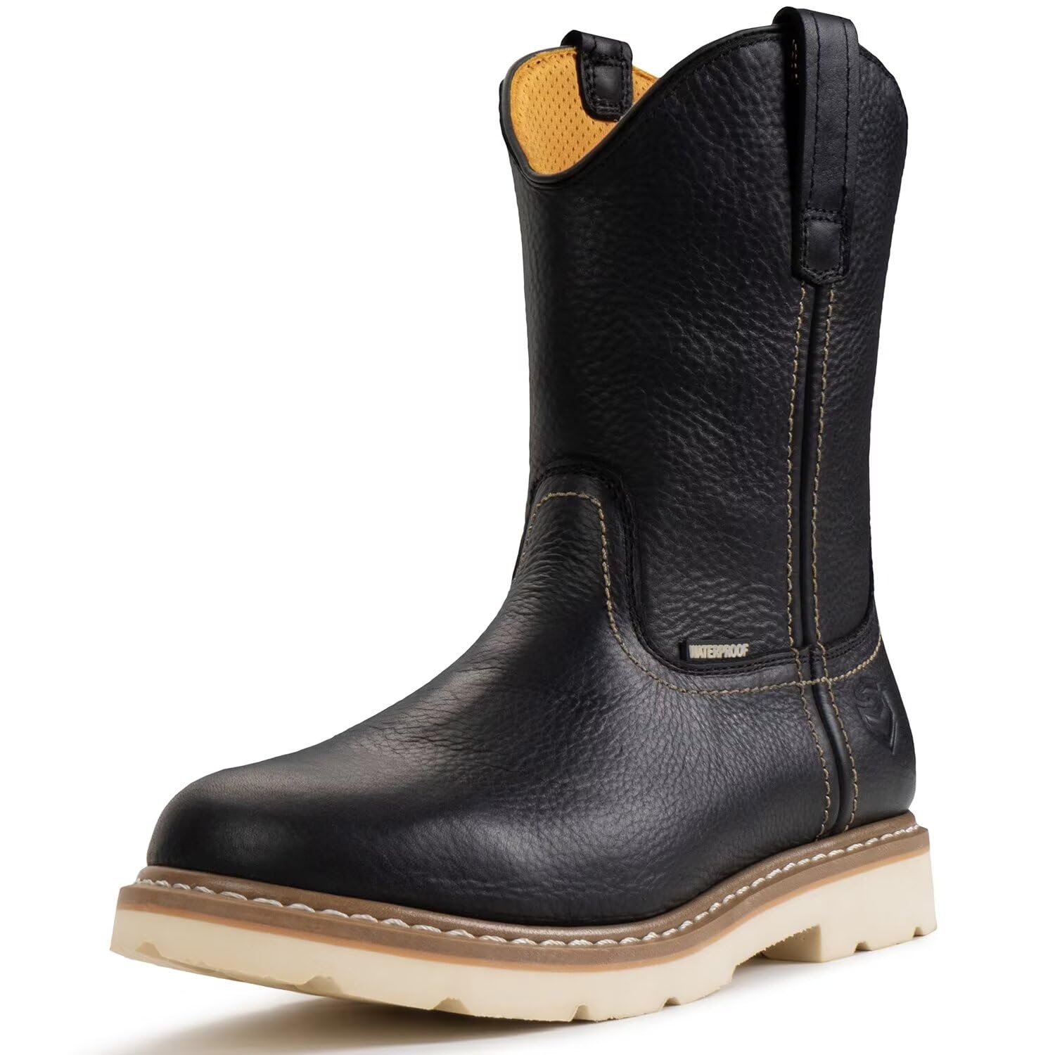 Photo 1 of SUREWAY 10in Mens Soft/Steel Toe Waterproof Wellington Work Boot,Heavy Duty Pull On Leather Work Boots,Goodyear Welted,Full Grain Leather,Industrial Safety boot Classic Cowboy Boot,EH Rated