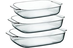 NUTRIUPS Large Glass Baking Dish Set, Easy Grab Oven Safe Glass Pan for Cooking 2 QT+2.7 QT+3.3 QT