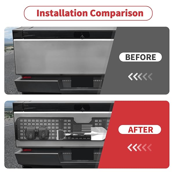 LINSKIP TAILGATE BED MOLLE EXPANSION PANEL COMPATIBLE WITH 2024 2025 TESLA CYBERTRUCK, REAR GATE MOLLE RACKS, CARGO CARRIER TOOL ORGANIZER, EXTERIOR ACCESSORIES