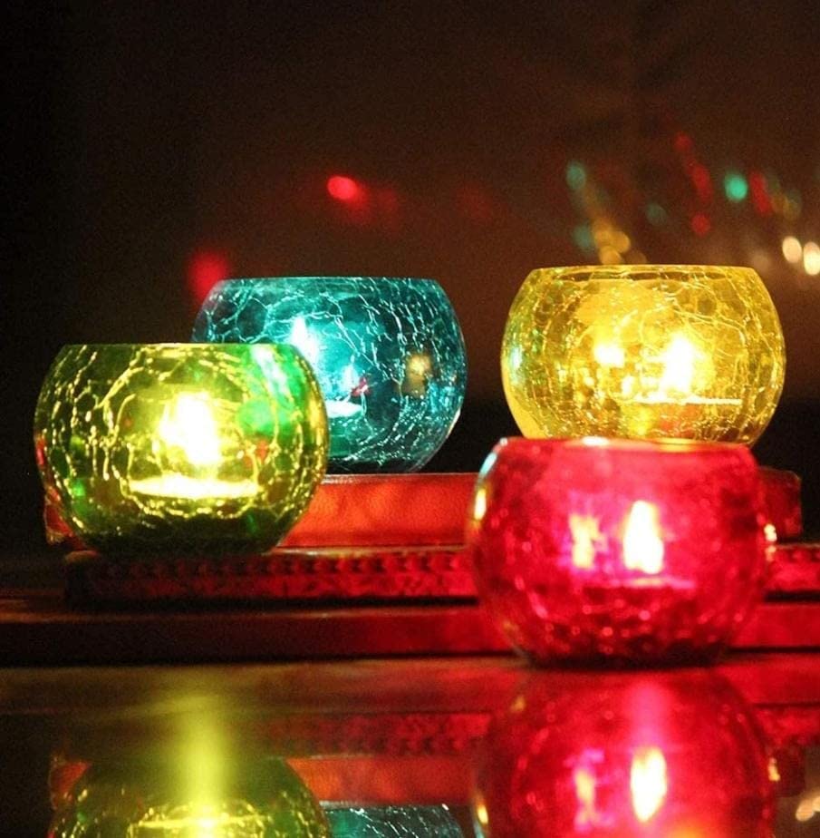 Fartila CLIMAGE35 Glass Candle Holder Cracked pk 2