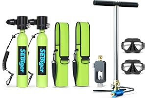 SEBiger Diving Tank with DOT Certification Reusable Scuba 0.5L Pony Bottle Support 5-10 Minutes Dive Time Diving Cylinder Suitable for Underwater Work/Underwater Recreation