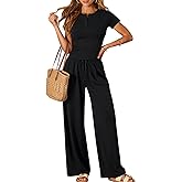 Trendy Queen Womens 2 Piece Sets Lounge Matching Set Cruise Casual Vacation Outfits Summer Wide Leg Pants Workout Clothes