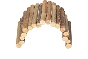 Tnfeeon Hamster Bridge, Wooden Bridge Ladder House Small Animal Chew Toy for Reptile Rodents(M)