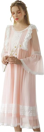 Slmjmy ネグリジェ ルームワンピース パジャマ 綿ルームウェア ロング お寝巻き 長袖 ロング丈 春秋 お姫様気分に レディース 可愛い 人気 春夏秋 ルームワンピース ネグリジェ 通販 Amazon