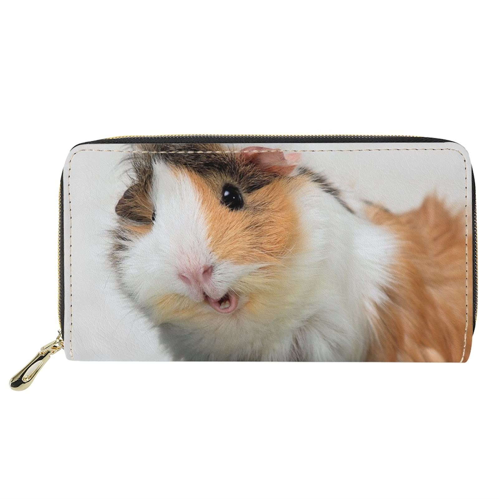Dolyues Cute 3D Animal Guinea Pig Print Women Long pu Leather Wallet Zipper Multiple Card Slot Phone Pocket