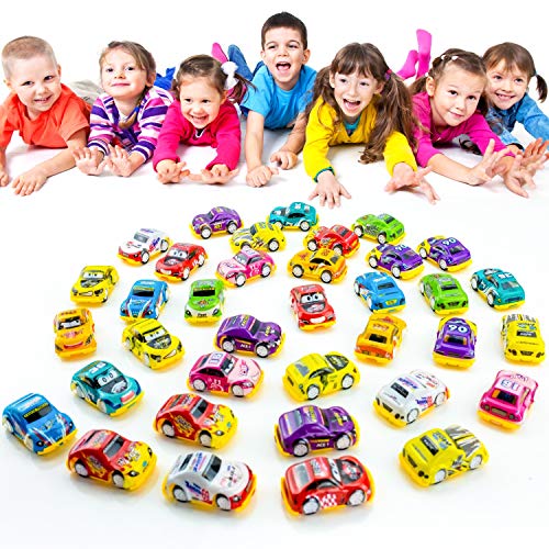 Faliilove Pull Back Cars, 36 Pack Mini Race Cars Toys Assorted Play Vehicles for Preschool Toddlers Boys & Girls Birthday Party Favors for Kids Gifts | Cake Topper Decorations | Easter Egg Fillers