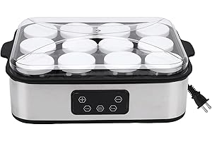 Aqur2020 Yogurt Maker Yogurt Making Machine, Automatic Digital Yogurt Maker with 12 Cups Capacity, Stainless Steel 0-48H Time