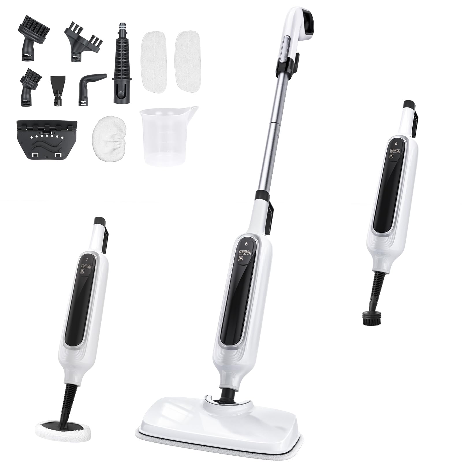 Photo 1 of 12-in-1 Steam Mop, Detachable Handheld Steam Cleaner for Home, 23FT Cord, 3 Steam Modes & LED Display, Steam Mops for Floor Cleaning, Bathroom, Windows, Sofas, Clothes, Tile Grout, Carpets, Furniture
