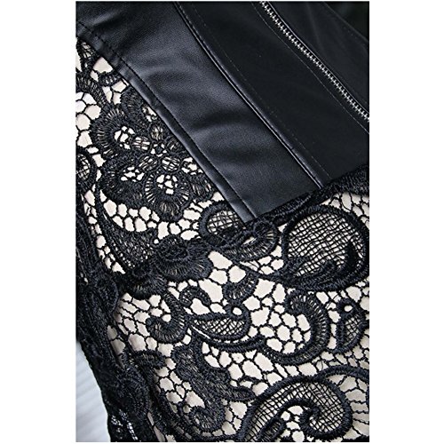EUDOLAH-Abito-Corsetto-da-Donna-in-Ecopelle-Gotica-Steampunk-con-Lacci-e-Pizzo-e-Zipper-Festa