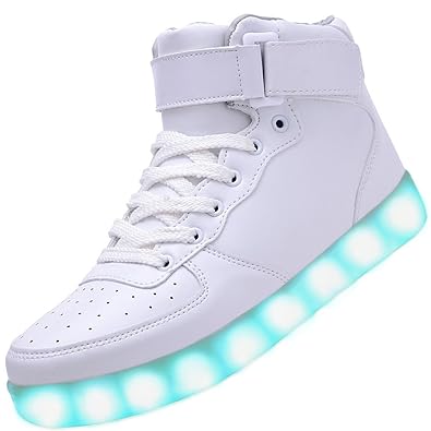 Padgene Unisex Damen-/Herren Sneaker mit Beleuchtung, hoch geschnitten, über USB aufladbar, LED-Lichter, 7 Farben, Sneaker mi