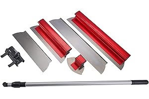 ZHUITU Drywall Skimming Blade Set 16" Blades x2 + 24" Blades x2 + Semi-Circular Blade + 37"-67" Extension Handle + Holder Pro-Grade Stainless Steel Sturdy and Durable