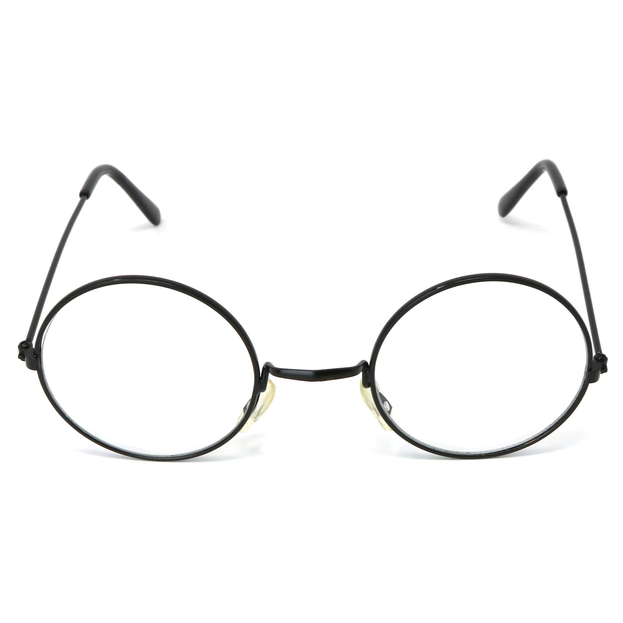 Photo 1 of Skeleteen Round Wizard Costume Glasses - Black Metal Frame Circular Costume Eyeglasses - 1 Pair
