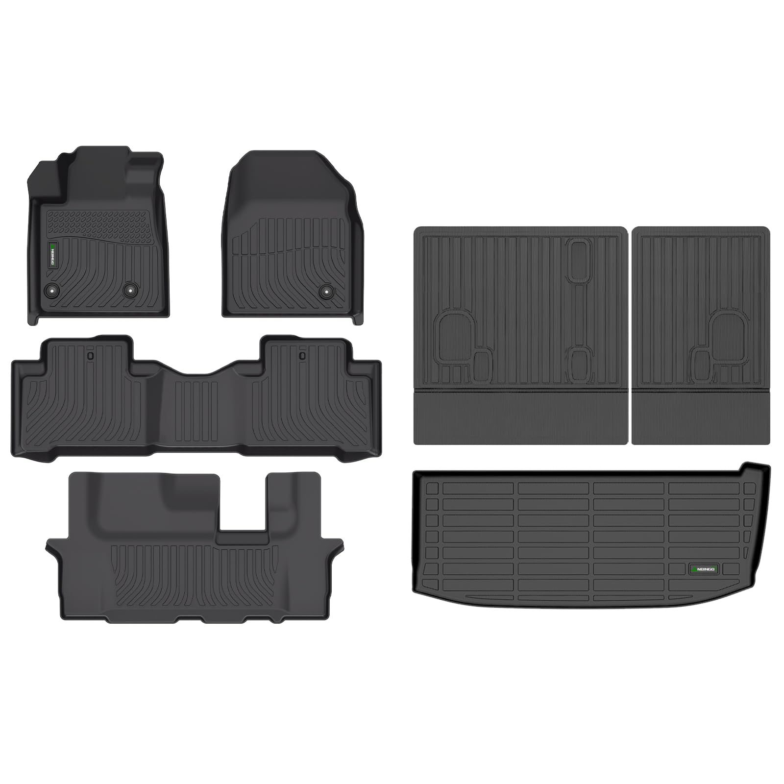 ANBINGO®Floor Mats & Cargo Liner & SeatBack Fit for Honda Pilot 2009-2015 Full Set Waterproof Car Mats All Weather Guard TPE Pilot Mats Set Black Image