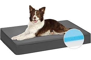 Veehoo Outdoor Waterproof Dog Bed for Large Dogs-Chew Proof Dog Bed with Oxford Fabric Surface, Memory Foam Dog Bed for Crate with Removable Washable Cover and Nonslip Bottom