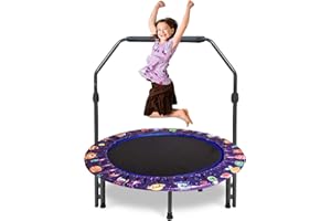 JOONLY 36-Inch Mini Trampoline with Adjustable Handle and Safety Padded Cover - Foldable Toddler Rebounder for Kids Play and Exercise Indoor & Outdoor