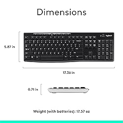Logitech K270 Wireless Keyboard for Windows, 2.4