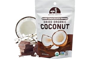 Mavuno Harvest Organic Chocolate Covered Coconut - Organic Dried Coconut Dipped in Dark Chocolate - Non GMO, Preservative Free, Fair Trade & Vegan Chocolate Treats - Healthy Chocolate Snacks - 1lb Bag