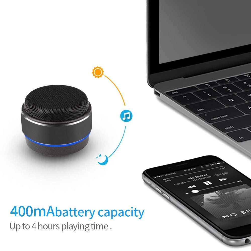 Portable Bluetooth Speaker,Hcman Mini Wireless Stereo Speakers with Hands Free Phone Calling Mic,Micro SD TF Slot,for iPhone,iPad,Samsung,etc (Black)