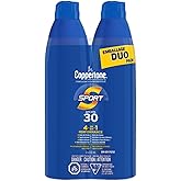 COPPERTONE Sport Sunscreen Spray SPF 30, Water-Resistant and Lightweight Face and Body Sunscreen, 4-in-1 Performance Spray Su