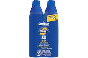 COPPERTONE Sport Sunscreen Spray SPF 30, Water-Resistant and Lightweight Face and Body Sunscreen, 4-in-1 Performance Spray Su