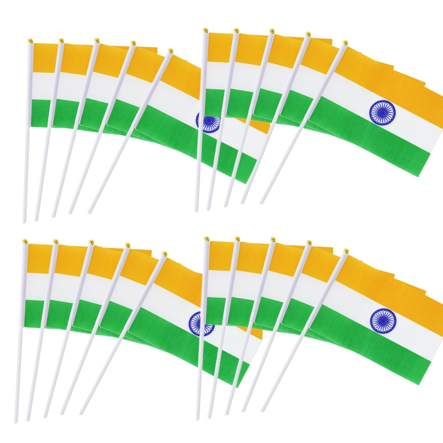 50 Packs India Flags Hand-hold Mini Flag Small Hand-waved Indian Flag Bunting with Plastic Sticks Party Parade Celebration Sports Football Game School Events Festival Outdoor Decoration — image 1