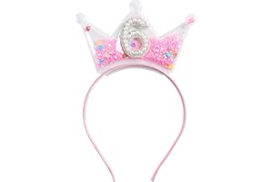 Fancheer Birthday Crown Headband for Toddler Girls 2 3 4 5 6 7 8 Years Princess Tiara Pink Hair Accessories for Six 6th Birthday