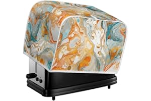 Daulesho Turquoise Orange Fluid Painting 2|4 Slice Toaster Cover Colorful Marble Texture Small Appliance Covers, Abstract Art Aesthetics Fits for Most Standard 2 & 4 slice Toasters -L