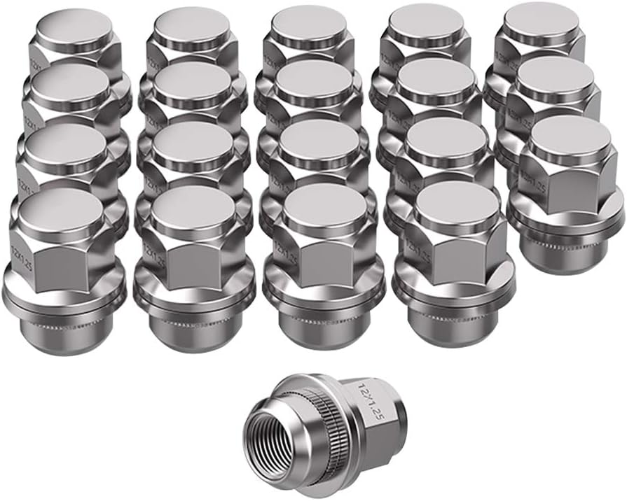 YITAMOTOR 12x1.25 Lug Nuts Chrome, Closed End Wheel Lug Nuts Mag Seat 1.46" Tall 0.83" Hex Compatible for Infiniti Nissan with Washer, 20Pcs