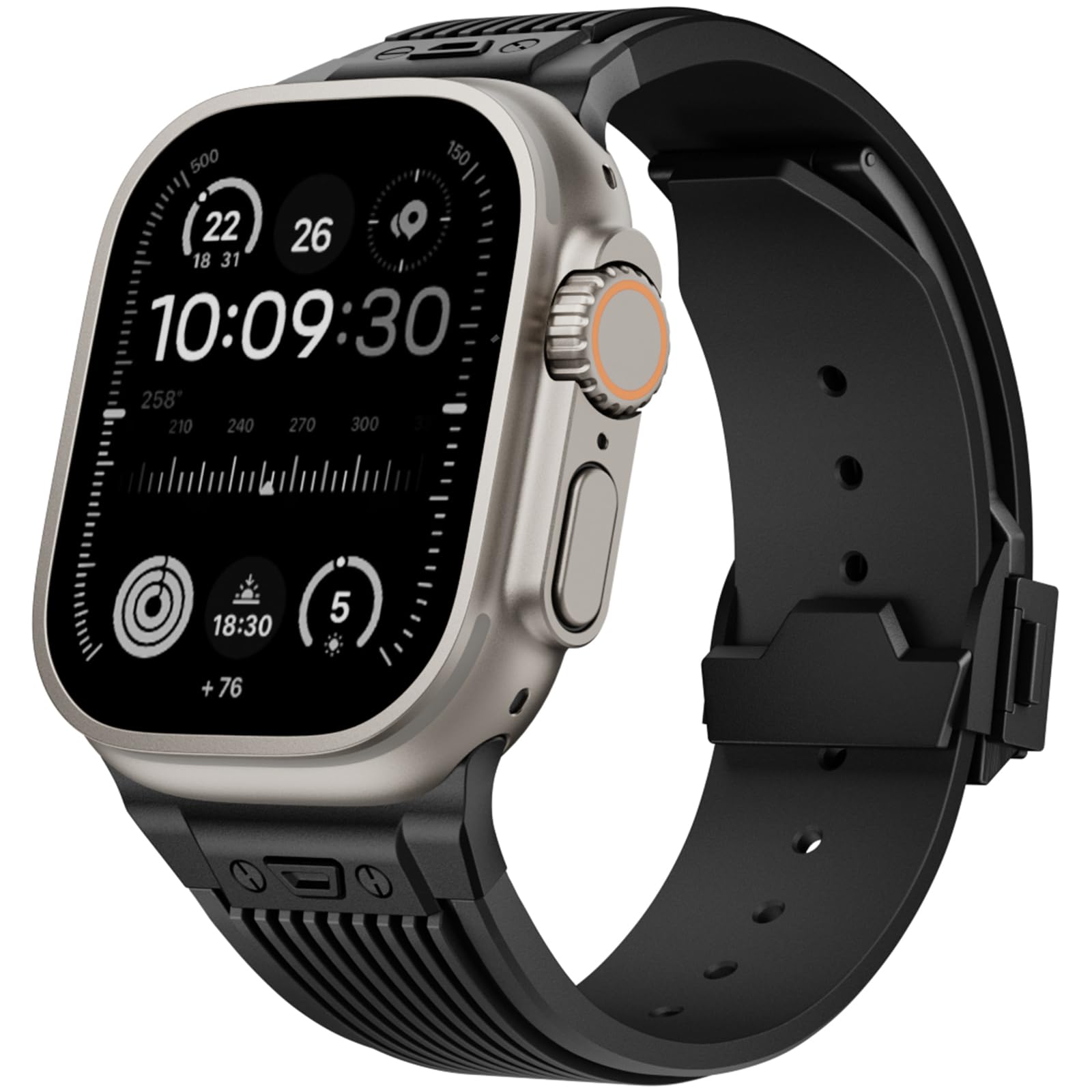 SEURE Soft Silicone Sports Strap for Apple Watch Ultra 2/Ultra 49mm, Series 9/8/7 45mm, SE2/6/SE/5/4 44mm, 3/2/1 42mm - Robust Replacement With Metal Connector