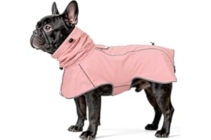 Ezierfy Reflective Dog Raincoat, Windproof & Waterproof Dog Rain Jacket, Adjustable Hooded Pet Poncho Rain Coat with Leash Ho