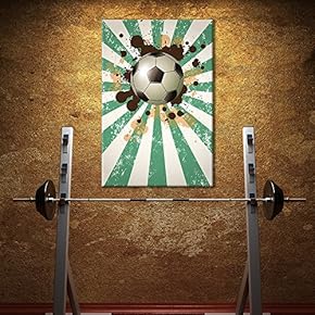 Canvas Wall Art Sports Theme - Soccer Abstract Green Background - Giclee Print Gallery Wrap Modern Home Art Ready to Hang - 12x18 inches