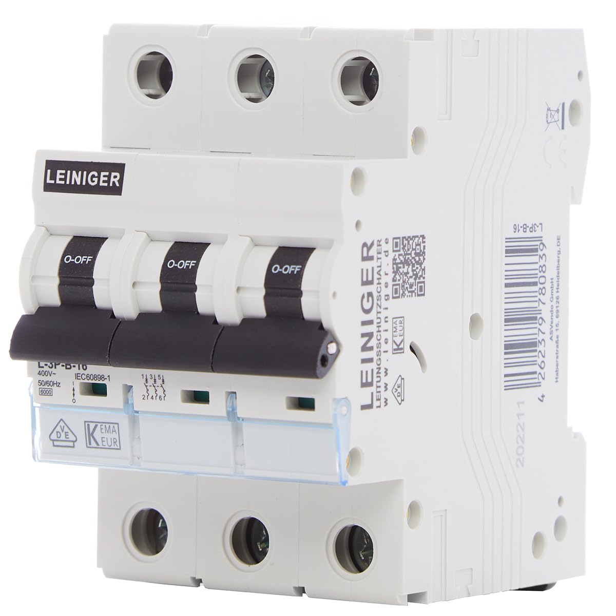 LEINIGER Circuit Breaker / LS Switch / Circuit Breaker / Fuse / 1-Pin / 3-Pin / B or C / 2A - 63A / VDE Certified (3-Pin B: 20A)