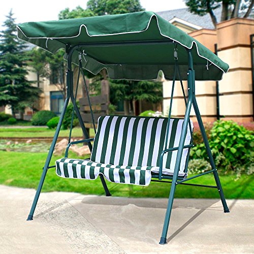 Yaheetech 2 Person Outdoor Patio Yard Swing Canopay with Irom Frame UV Seat Cover 440 Lb Capacity Green