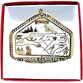 North Carolina State Brass Christmas Ornament Raleigh Charlotte Roanoke Kitty Hawk Winston Salem Durham Great Smokys by Nations Treasures