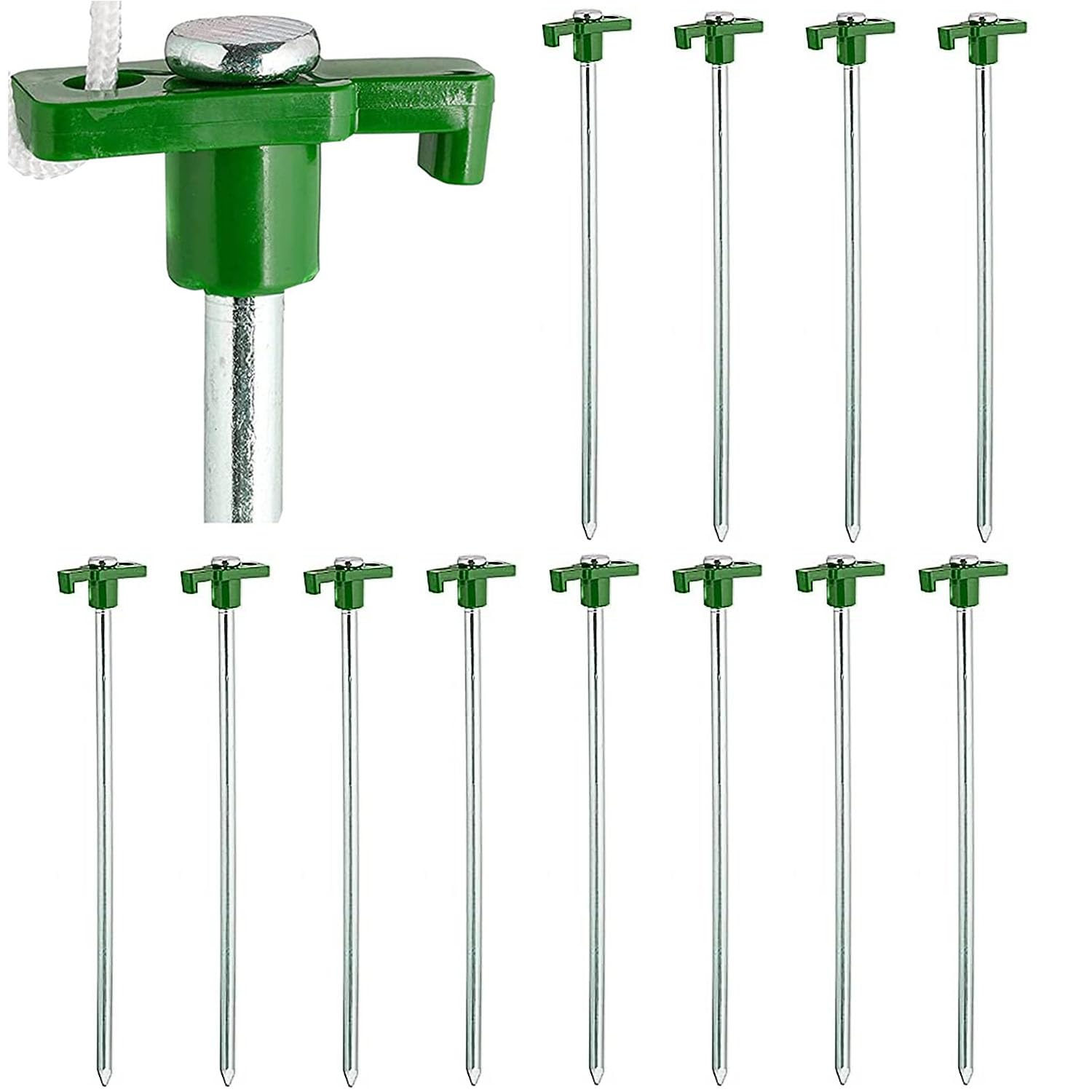 Large Heavy Duty Storm Proof Tent Pegs, Galvanised Steel Rust Proof – These Stakes are Ideal for a Hard and Rocky Ground for Camping Tents, Gazebos and Gardening (12 Rock Pegs)