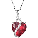 Aprila Heart Necklace 925 Sterling Silver 13 * 13mm Birthstone Pendant with Chain 5A Cubic Zirconia Jewelry for Women