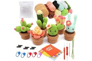 6pcs Crochet Starter Kit, Crochet Kit for Beginners, Beginner Crochet Kit for Adults, with Crochet Hooks, Yarn, Polyester Fib
