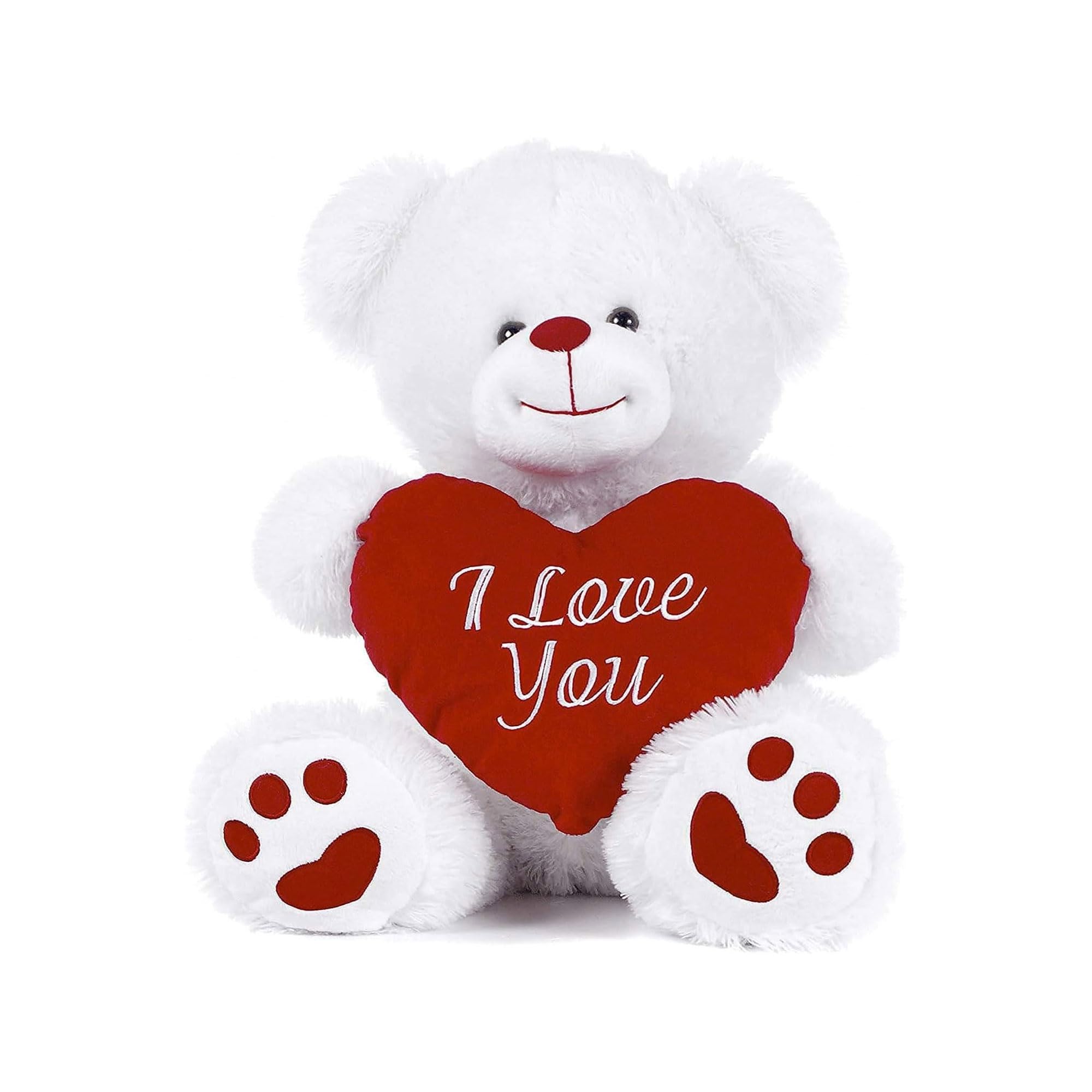 Beyond Happy 'I Love You' Cuddly Teddy Bear - 20cm Soft Plush Valentines Love Bear Holding Red Heart (White) — image 1