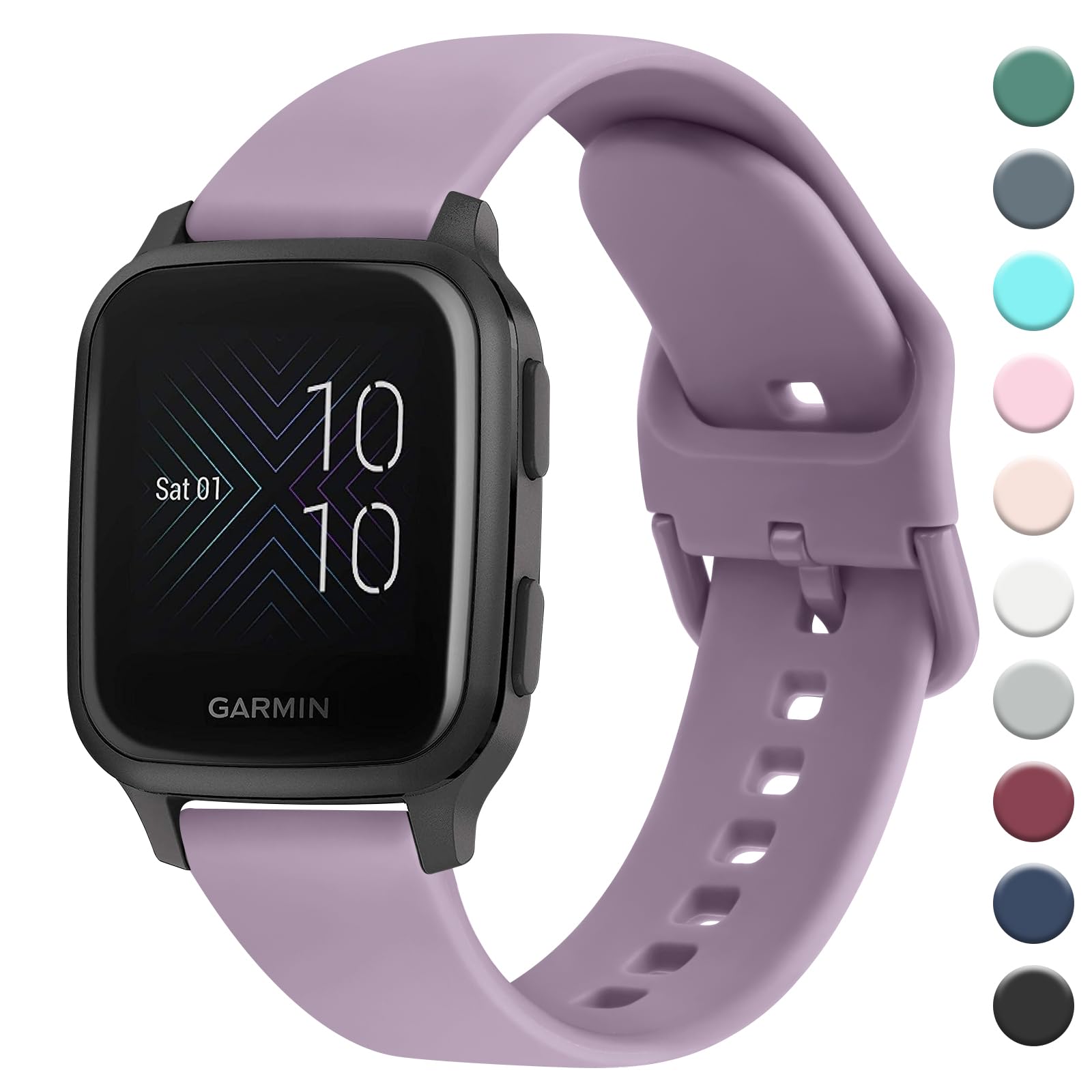 AK Strap Compatible with Garmin Venu Sq Music Strap, 20mm Soft Silicone Strap Replacement Wristband for Garmin Venu Sq Music/Venu Sq/Venu/Venu 2 Plus (Nude Violet)
